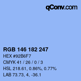 Farbcode: RGB 146 182 247 | qconv.com