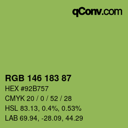 Código de color: RGB 146 183 87 | qconv.com