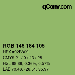 Color code: RGB 146 184 105 | qconv.com