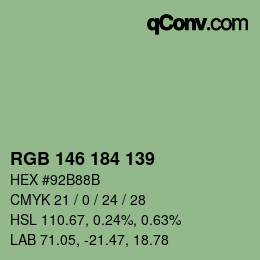 Farbcode: RGB 146 184 139 | qconv.com