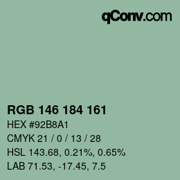 Color code: RGB 146 184 161 | qconv.com