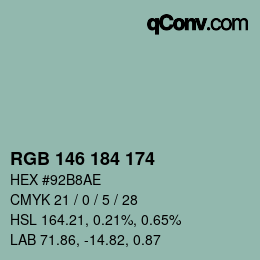Color code: RGB 146 184 174 | qconv.com