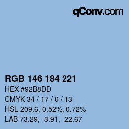 颜色代码: RGB 146 184 221 | qconv.com