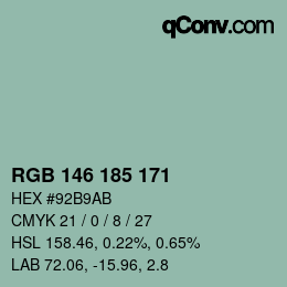 Color code: RGB 146 185 171 | qconv.com