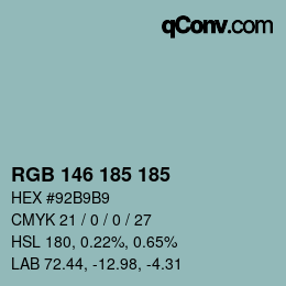 カラーコード: RGB 146 185 185 | qconv.com