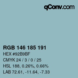 カラーコード: RGB 146 185 191 | qconv.com