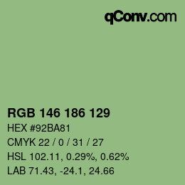 Color code: RGB 146 186 129 | qconv.com