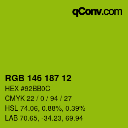 Color code: RGB 146 187 12 | qconv.com