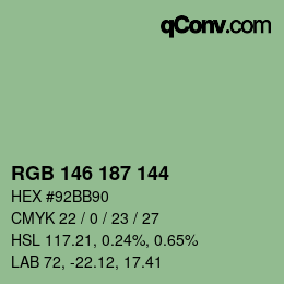 カラーコード: RGB 146 187 144 | qconv.com