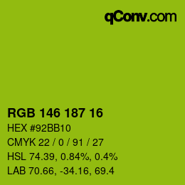 Color code: RGB 146 187 16 | qconv.com