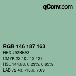 Color code: RGB 146 187 163 | qconv.com