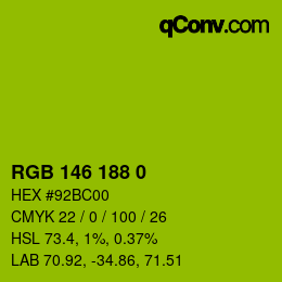 Color code: RGB 146 188 0 | qconv.com