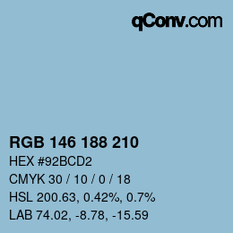 Color code: RGB 146 188 210 | qconv.com