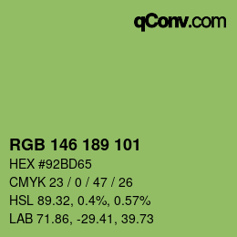 Color code: RGB 146 189 101 | qconv.com