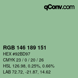 Color code: RGB 146 189 151 | qconv.com