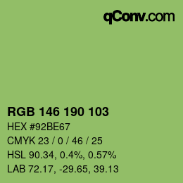 Farbcode: RGB 146 190 103 | qconv.com