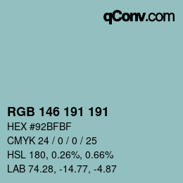 Color code: RGB 146 191 191 | qconv.com