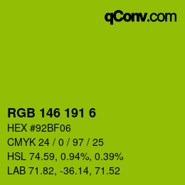 カラーコード: RGB 146 191 6 | qconv.com