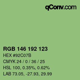 カラーコード: RGB 146 192 123 | qconv.com