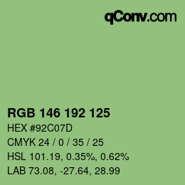 Código de color: RGB 146 192 125 | qconv.com