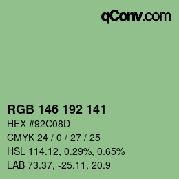 Color code: RGB 146 192 141 | qconv.com