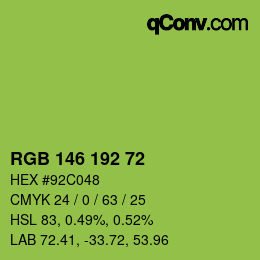 Color code: RGB 146 192 72 | qconv.com