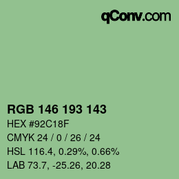 カラーコード: RGB 146 193 143 | qconv.com