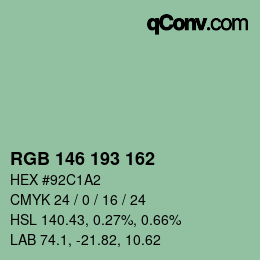 Color code: RGB 146 193 162 | qconv.com