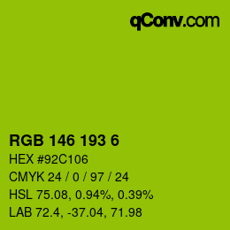 Color code: RGB 146 193 6 | qconv.com