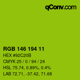 Color code: RGB 146 194 11 | qconv.com
