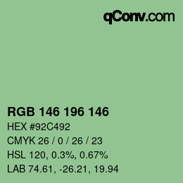 Código de color: RGB 146 196 146 | qconv.com
