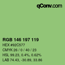 Código de color: RGB 146 197 119 | qconv.com