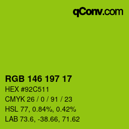 カラーコード: RGB 146 197 17 | qconv.com