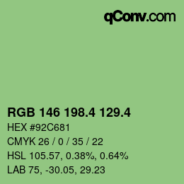 カラーコード: RGB 146 198.4 129.4 | qconv.com