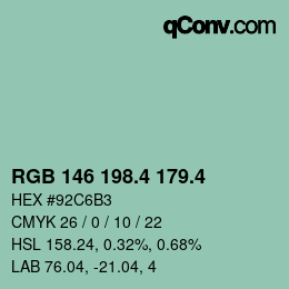 カラーコード: RGB 146 198.4 179.4 | qconv.com