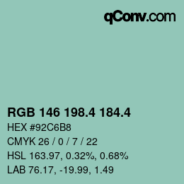 カラーコード: RGB 146 198.4 184.4 | qconv.com