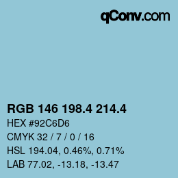 カラーコード: RGB 146 198.4 214.4 | qconv.com