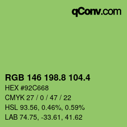 カラーコード: RGB 146 198.8 104.4 | qconv.com