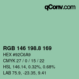 カラーコード: RGB 146 198.8 169 | qconv.com