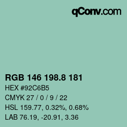 カラーコード: RGB 146 198.8 181 | qconv.com