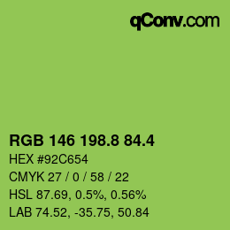 カラーコード: RGB 146 198.8 84.4 | qconv.com