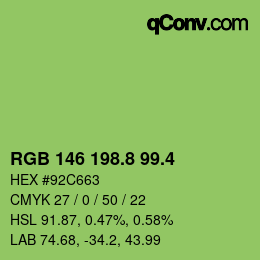 カラーコード: RGB 146 198.8 99.4 | qconv.com