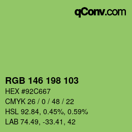 颜色代码: RGB 146 198 103 | qconv.com