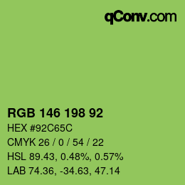 Color code: RGB 146 198 92 | qconv.com