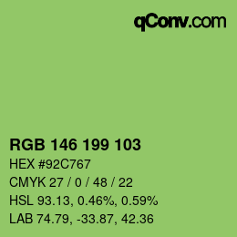 Color code: RGB 146 199 103 | qconv.com