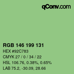 Color code: RGB 146 199 131 | qconv.com