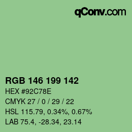 Color code: RGB 146 199 142 | qconv.com