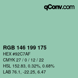 カラーコード: RGB 146 199 175 | qconv.com