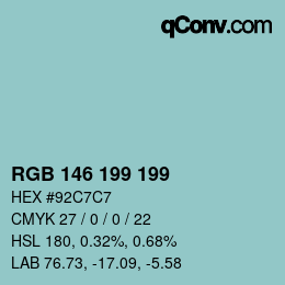 カラーコード: RGB 146 199 199 | qconv.com