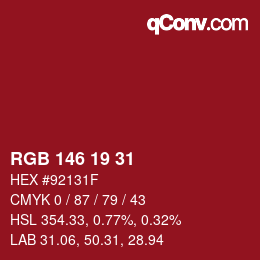Color code: RGB 146 19 31 | qconv.com
